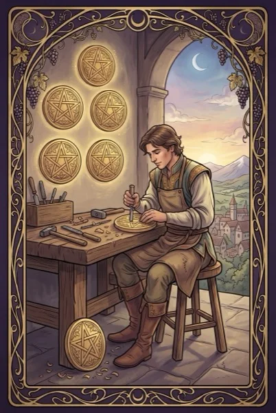 Eight of Pentacles tarot card